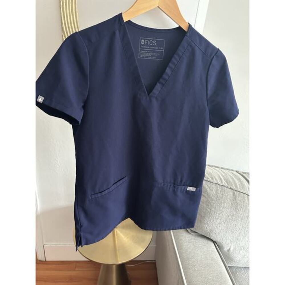 Figs Women’s Size XS Dark Blue Casma Short Sleeve Polyester Scrub Top